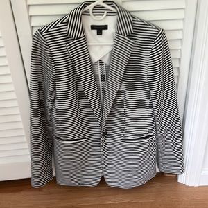 Ann Taylor ponte striped blazer in navy and white